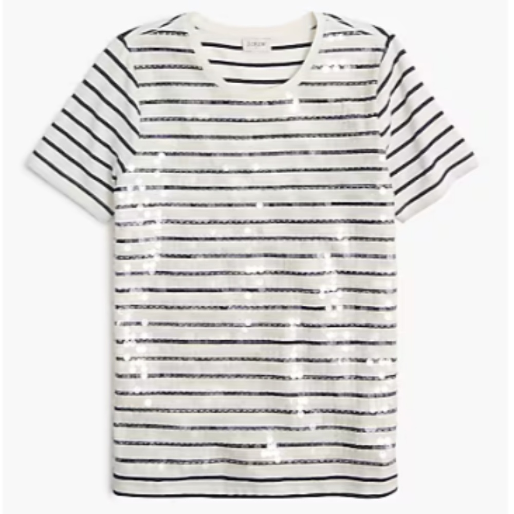 J Crew Factory Striped Sequin-embellished Tee